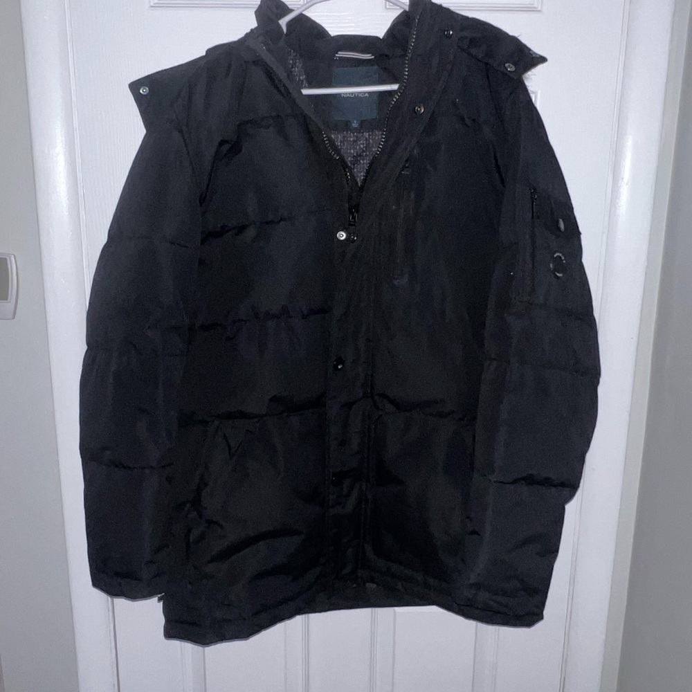 Nautica Men's Faux Trim Puffer Jack with removable hood